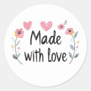 Made with Love Cute Classic Round Sticker