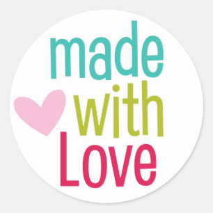 Made with Love cute heart saying sticker seals