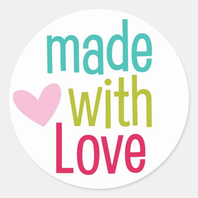 Made with Love cute heart saying sticker seals (Front)