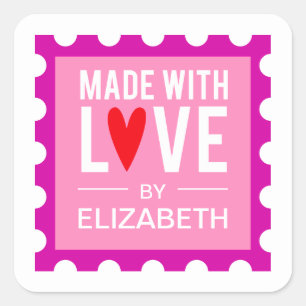 Made With Love Cute Pink Sticker