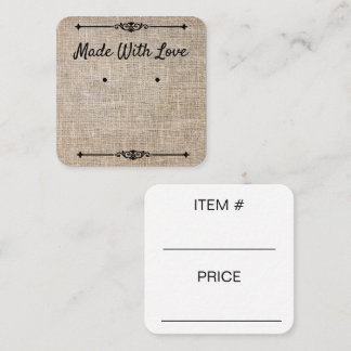 Made With Love Earring Card Natural Jute