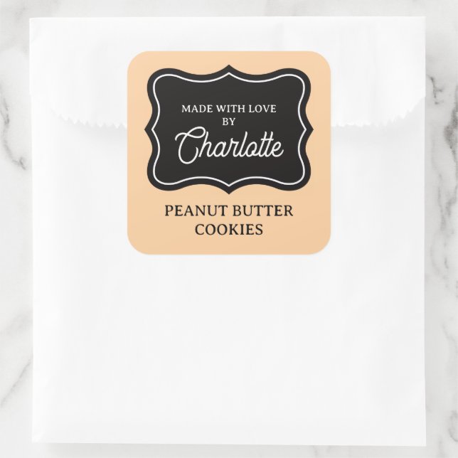 Made with love elegant baked good label stickers (Bag)