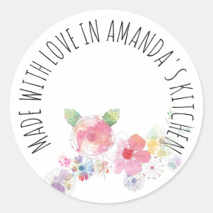 Made With Love Floral Classic Round Sticker