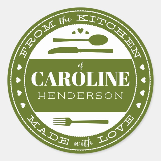 Made With Love Food Gift Sticker forest green (Front)