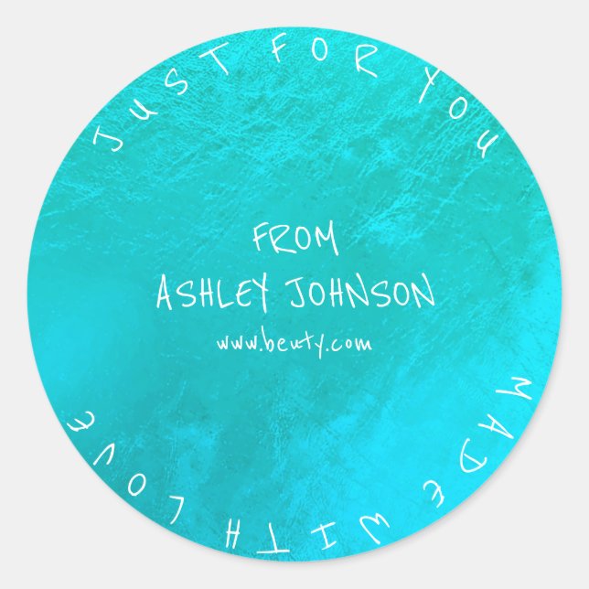 Made With Love For You Name Blue Ocean Tiffany Classic Round Sticker (Front)