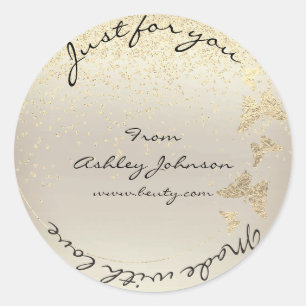 Made With Love For You Name Butterfly Foxier Pealy Classic Round Sticker