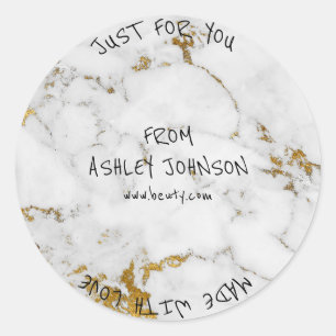Made With Love For You Name Marble Vip Gold Black Classic Round Sticker