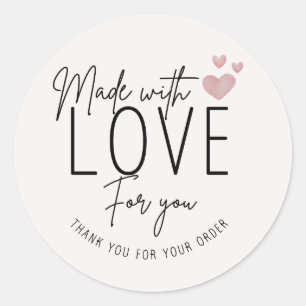 Made With Love For you Small Business Classic Round Sticker