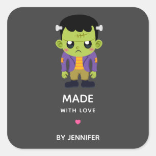 Made with Love Frankenstein Monster Halloween Square Sticker