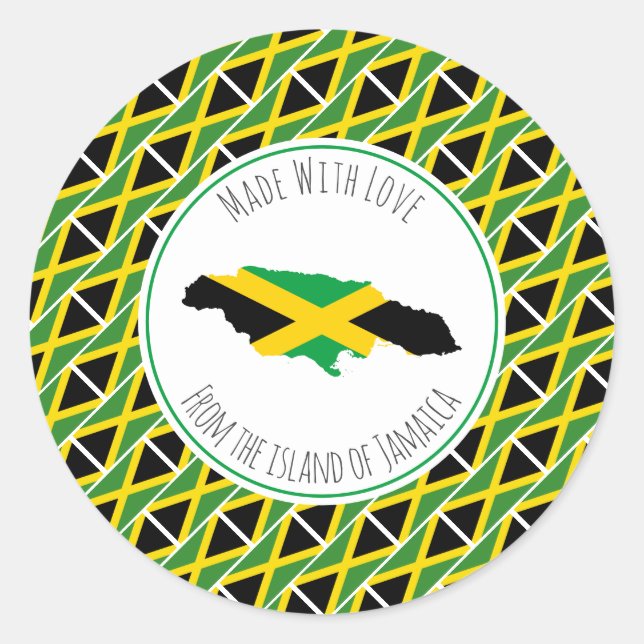 Made With Love From JAMAICA FLAG Jamaican Map Classic Round Sticker (Front)