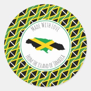 Made With Love From JAMAICA FLAG Jamaican Map Classic Round Sticker