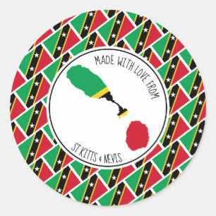 Made With Love From ST KITTS NEVIS FLAG Kittitian Classic Round Sticker