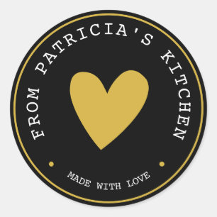 Made With Love From The Kitchen Of Black Gold Classic Round Sticker