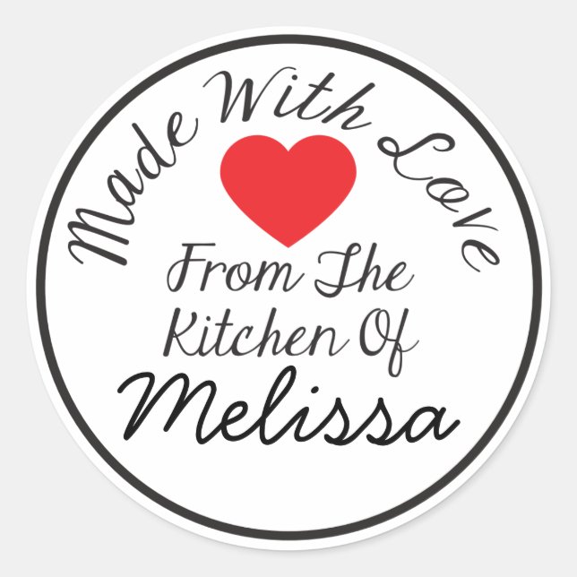 Made With Love From The Kitchen Of Classic Round Sticker (Front)