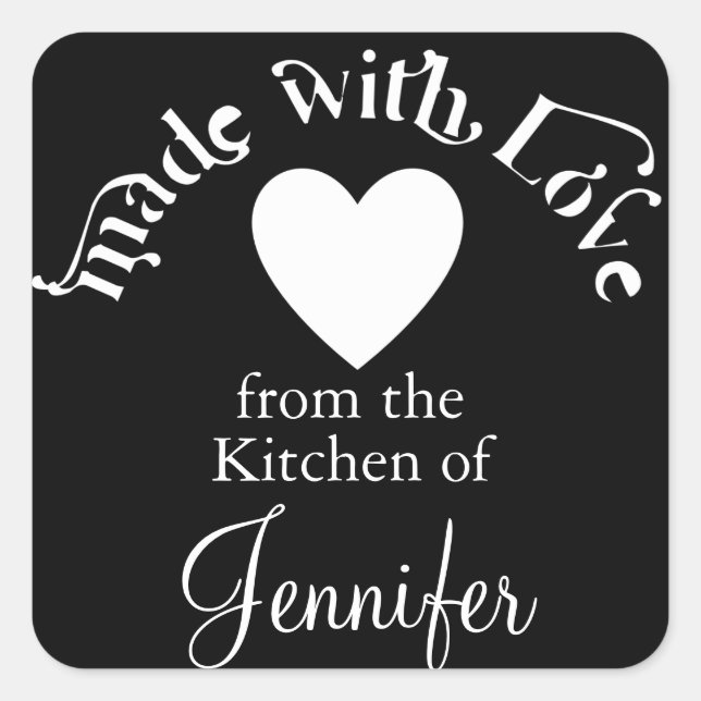 Made With Love From The Kitchen Of Square Sticker (Front)