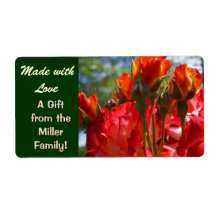 Made with Love Gift Tag labels Roses From Family