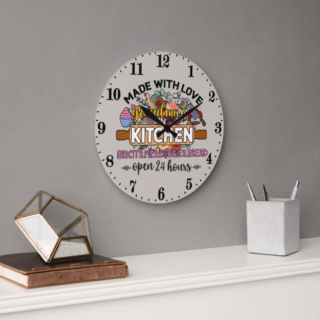 made with love Grandma's kitchen Large Clock (Office)