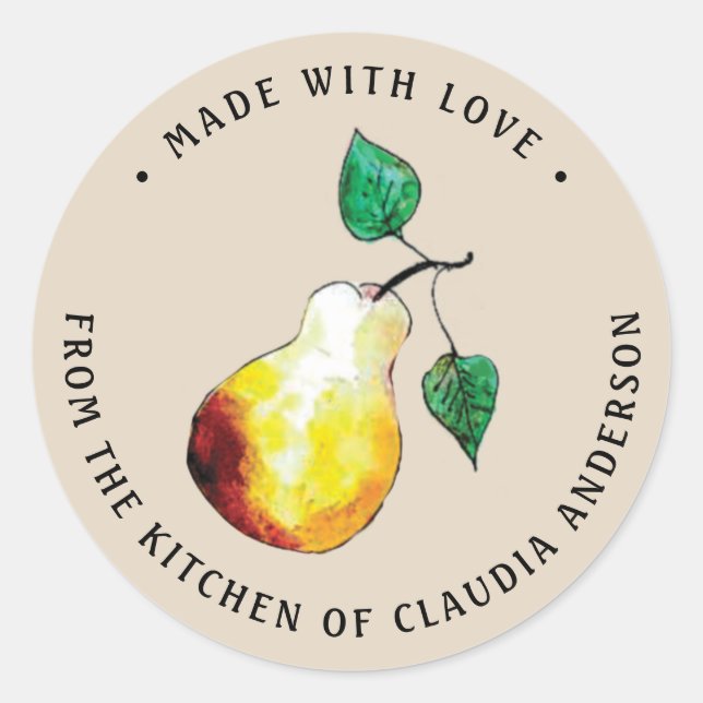 Made With Love Hand-Painted Pear Packaging Labels (Front)