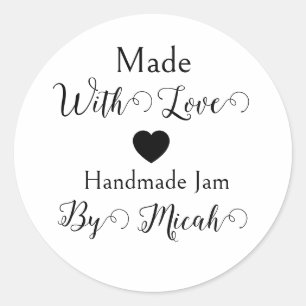Made With Love Handmade Jam Modern Minimalist Classic Round Sticker