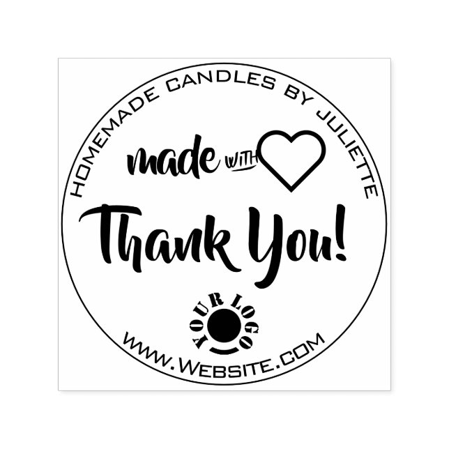 Made with Love Heart Candles Packaging Thank You  Self-inking Stamp (Design)