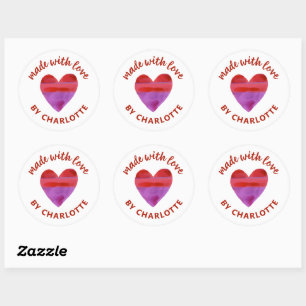 Made With Love Heart Classic Round Sticker