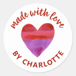 Made With Love Heart Classic Round Sticker