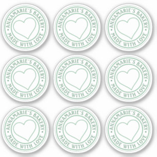 Made with Love Heart Homemade Business Green Clear