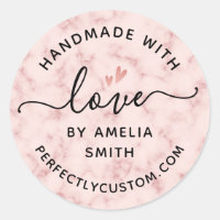 Made with love heart name URL blush pink marble