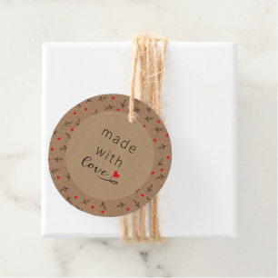Made With Love Heart On Kraft Paper Favour Tags