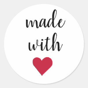 Made with love Heart shape Classic Round Sticker