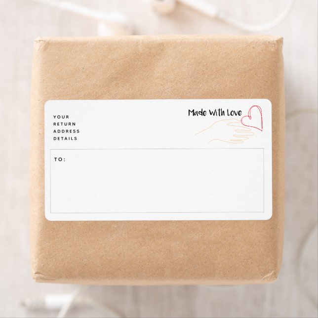 Made with love heart shipping label (Insitu)