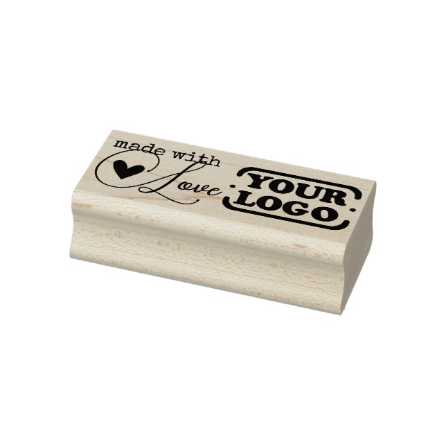 Made with Love Heart Simple Stylish Logo Template Rubber Stamp (Stamp)