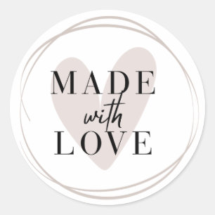 Made With Love Heart Small Business Classic Round Sticker