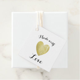 Made with Love Heart Stamp Faux Gold Foil Favour Tags