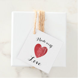 Made with Love Heart Stamp Red Favour Tags