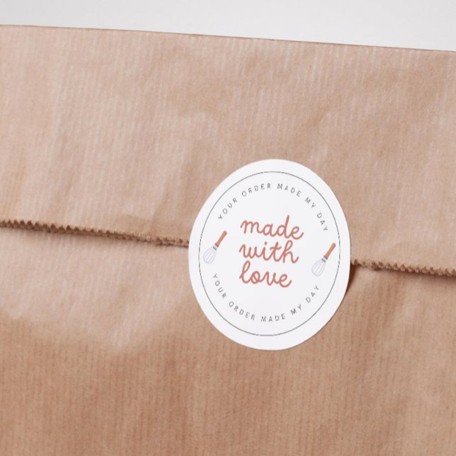 Made with love homemade bakery business classic round sticker (Creator Uploaded)
