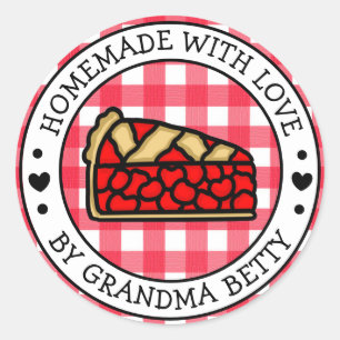 Made with Love, Homemade Cherry Pie Classic Round Sticker