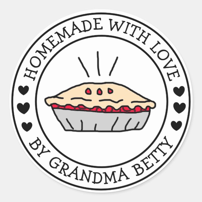Made with Love, Homemade Cherry Pie Gift Labels (Front)