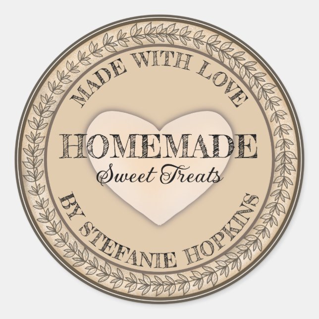 Made With Love Homemade Small Business Classic Round Sticker (Front)