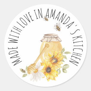 Made With Love Honey Jar Floral Classic Classic Round Sticker