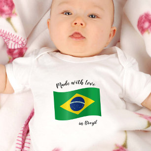Made with Love in Brazil / Brazilian flag Baby Bodysuit