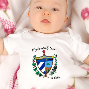 Made with Love in Cuba / Cuban flag Baby Bodysuit