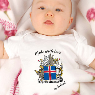 Made with Love in Iceland / Icelandic flag Baby Bodysuit