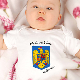Made with Love in Romania / Romanian flag Baby Bodysuit