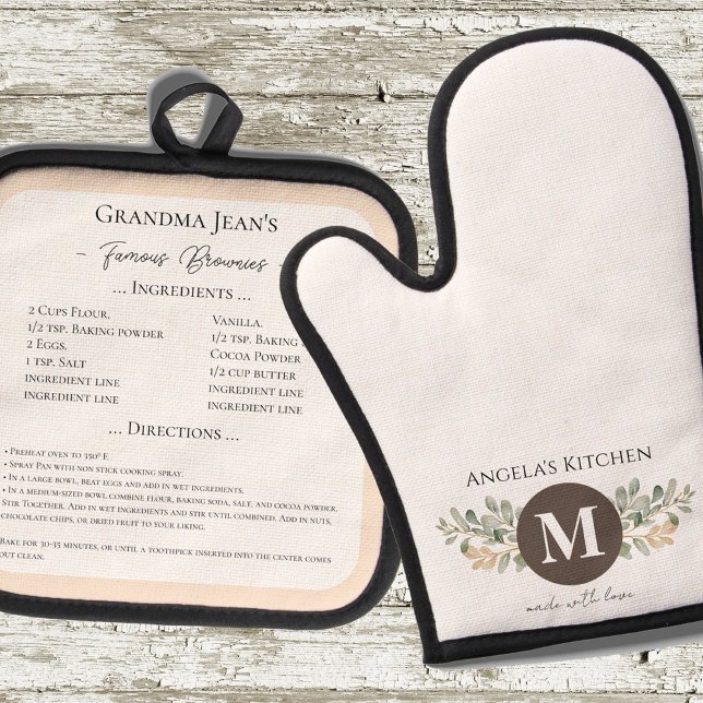 Made With Love Keepsake Recipe Oven Mitt & Pot Holder Set (Creator Uploaded)