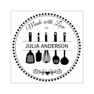 Made With Love Kitchen Utensils Rubber Stamp