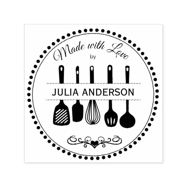Made With Love Kitchen Utensils Self-inking Stamp (Design)