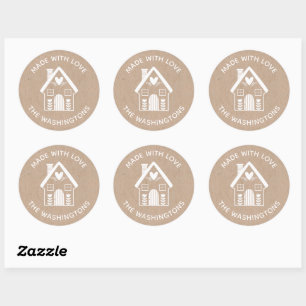 Made with Love Kraft Christmas House Sticker