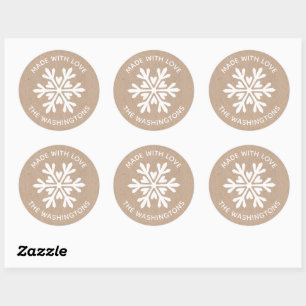 Made with Love Kraft Christmas Snowflake Sticker