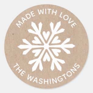 Made with Love Kraft Christmas Snowflake Sticker